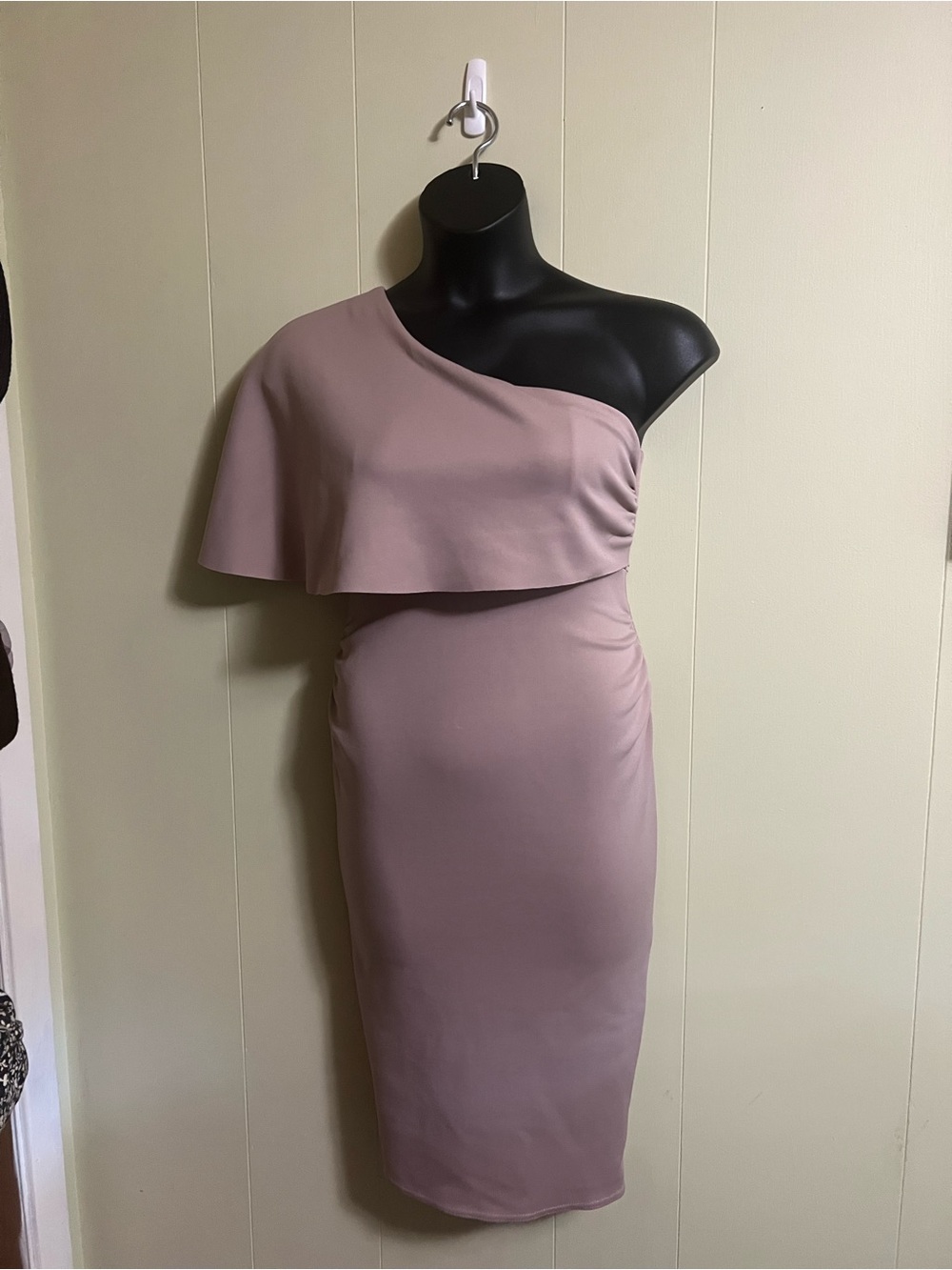 ASOS pink One-Shoulder Cape Sleeve Bodycon Midi Dress Size US 6